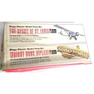 Vintage Ringo Plastic Model Twin Kit Spirit of St Louis Wright Bros Biplane New